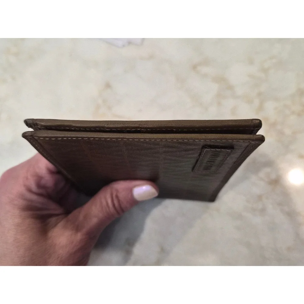 Mario Valentino Mens Brown Monogram Bifold Wallet Made in Italy Leather Interior